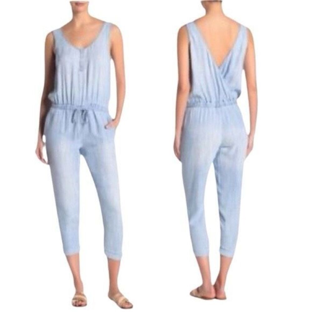 Cloth and Stone Denim Chambray Tencel Jumpsuit Sleeveless Size M